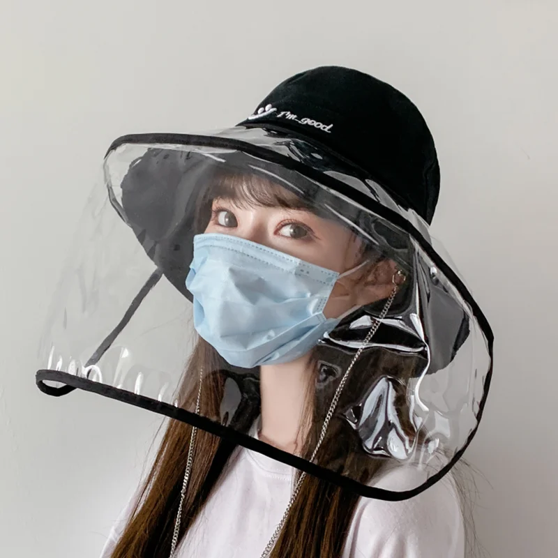 

2020 Spring Coronary Virus Protective Cap Eye Protection Bucket Hat Anti-pollen Mask Women Men Anti-saliva Face Cover Caps