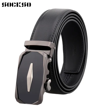 

New Arrival 2020 High Quality Automatic Buckle Belt Men Cow Ratchet Leather Belts for Men Male Strap Buckle Cowhide HJ0347