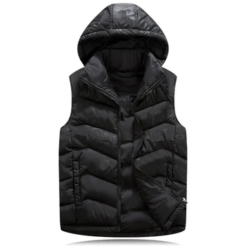 

2019 New Waterproof Loose Vests For Men Plus Size Hooded Men Vest Winter