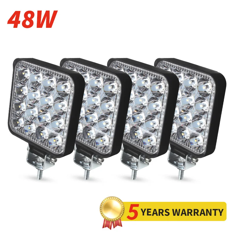 

Xinfok 4pcs 48W Square LED Work Light High Power Spotlight Mini Ledbar For 4x4 Offroad ATV UTV Truck Tractor Motorcycle lights