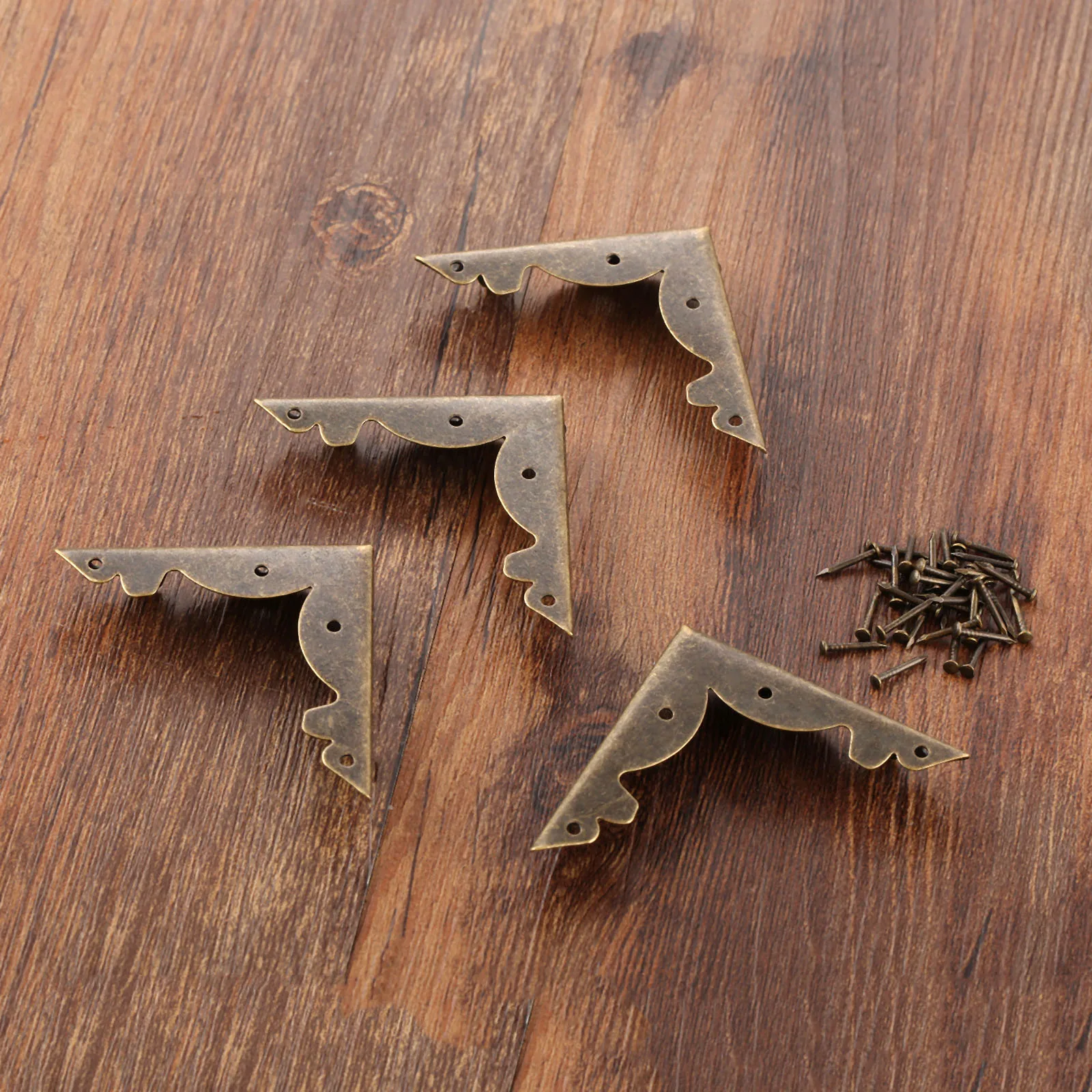 4Pcs 46mm Antique Bronze Wood Box Feet Leg Corner Protector Guard Metal Crafts Decorative Bracket For Furniture Hardware