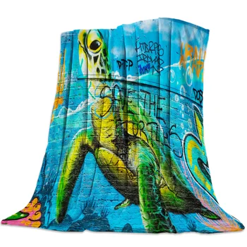

Sea Turtles Doodle Letters Throw Blanket Sofa Bed Throw Blanket Kid Adult Warm Blanket for Beds Coral Fleece Fabric