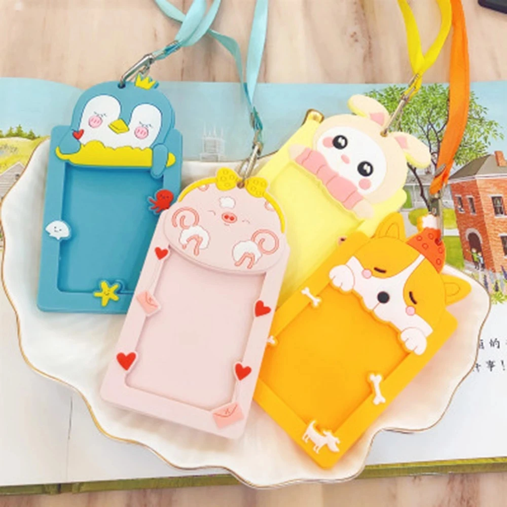 

High Quality Cute Cartoon Silicone Card ID Holder Credit Card Bus Card Case Key Holder Ring Luggage Tag Trinket