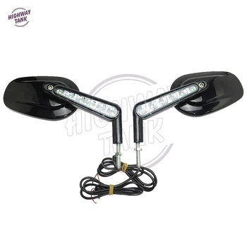 

1 Pair Black Motorcycle Mirror Muscle LED Turn Signals Light Moto Rear side View mirrors case for Harley V-ROD V ROD VRSCF