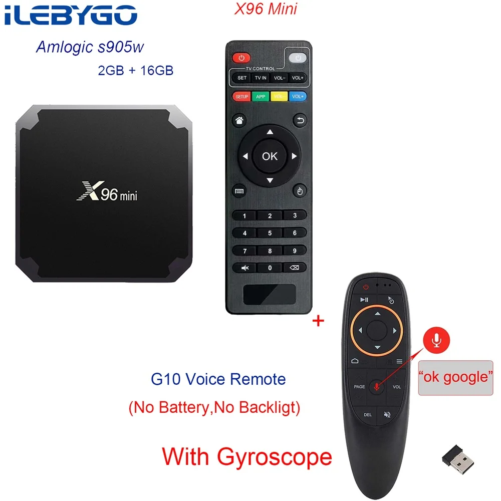 ILebygo X96 Мини ТВ приставка на базе Android BOX X96mini Android 7,1 Smart tv Box 2 Гб 16 Гб Amlogic S905W четырехъядерный 2,4 ГГц WiFi телеприставка - Цвет: 2GB 16GB G10