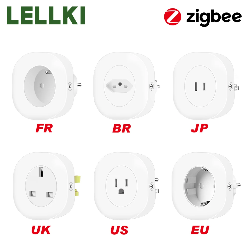 Умная розетка 10А Tuya Zigbee для умного дома Беспроводная BR работает с Hue SmartThings Alexa Google