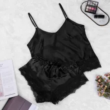 Сексуальные пижамы lounge Набор Женское ночное белье, шелк, сатин ночные рубашки и ночные рубашки халат женский беспроводной бюстгальтер камзол шорты набор