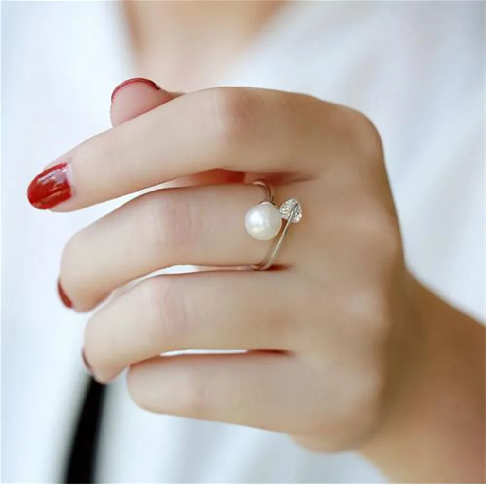YKNRBPH женские S929 кольцо из стерлингового серебра с жемчугом, открытый Романтичный подарок для девочек на свадьбу, хорошее ювелирное изделие, кольца