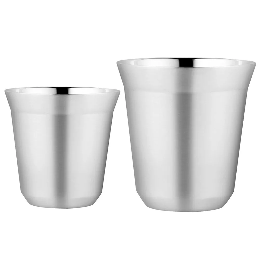 

2 Pcs/set Espresso Mugs 85ml 150ml Stainless Steel Espresso Cups Set Insulated Tea Coffee Mugs Double Wall Cups Dishwasher Safe
