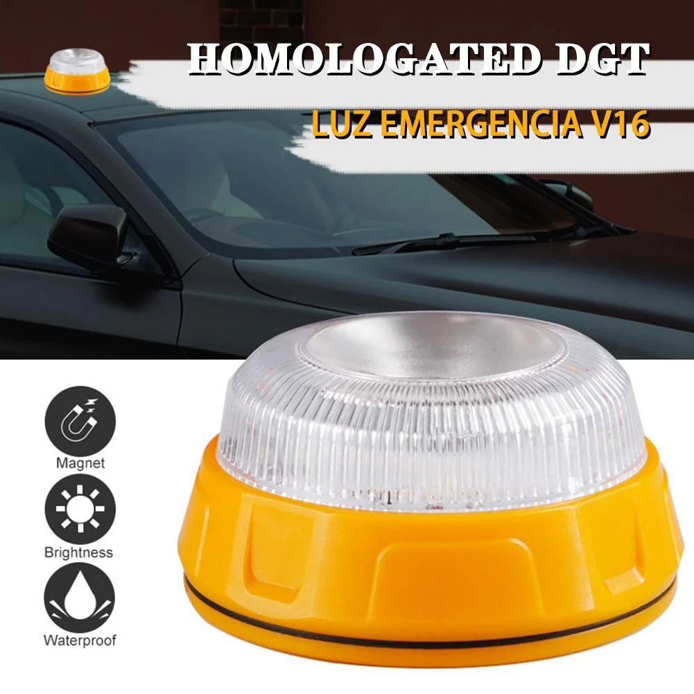 Car Dgt Emergency Light V16 Approved Help Flash Road Flares Magnetic  Headlights Safety Warning Light Traffic Sign Car Accessorie - Warning Lights  Assembly - AliExpress