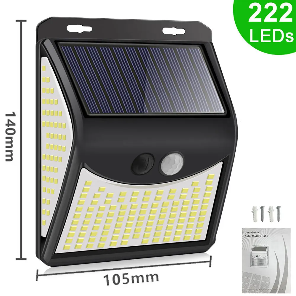 222 LED Solar Lamps Outdoor Sunlight Powered 4 Modes Waterproof Solar Led Light With Motion Sensor For Street Garden Decoration solar lights outdoor