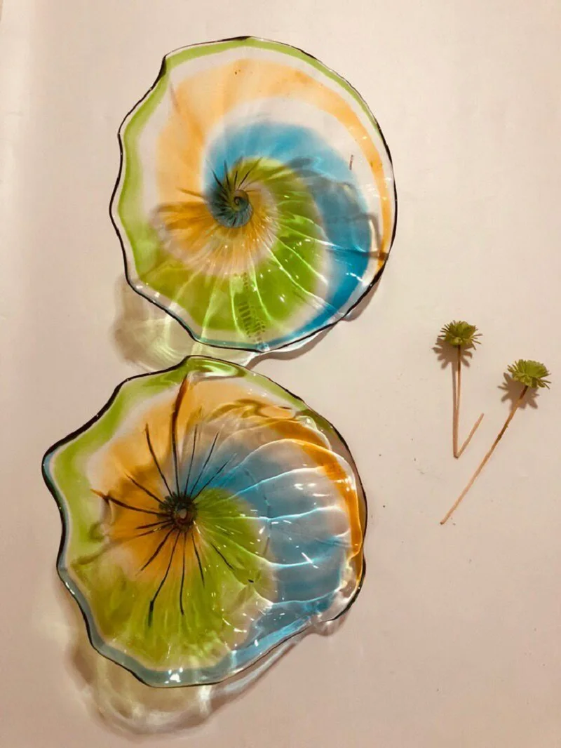 Factory price Hand blown glass wall art Custom Made Blown Glass Hanging Wall Plates for Hotel Decoration | Освещение