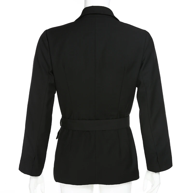 Rapwriter женские офисные на одной пуговице черный пиджак Для женщин с длинными рукавами пиджак женский сезон осень-зима; с поясом Бизнес OL рубашка