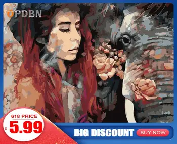 

OPDBN Wall Art Canvas Painting by Number Posters Handpainted Oil Painting Picture for Living Room Home Decor No Frame