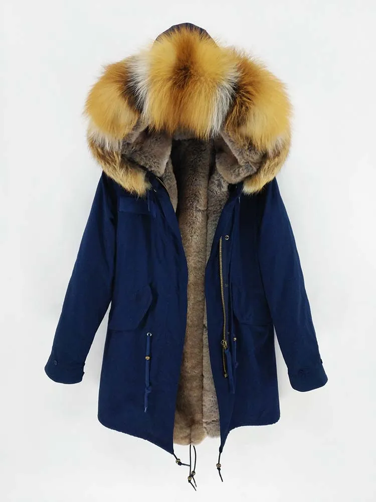 red fox fur navy Плюс размер зимняя куртка мужская парка натуральный мех пальто большой натуральный енот меховой капюшон, воротник Толстая теплая верхняя одежда Уличная - Цвет: red fox fur navy