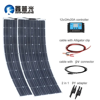 

200w 18v 100w solar panel flexible 12v solar car charger monocrystalline solar cell Module caravan RV Yacht Car Home system