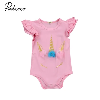 

Baby unicorn Bodysuit Clothing New Newborn Baby Boy Girl Ruffles Bodysuits Clothes Infant Cotton Playsuitsuits Cartoon