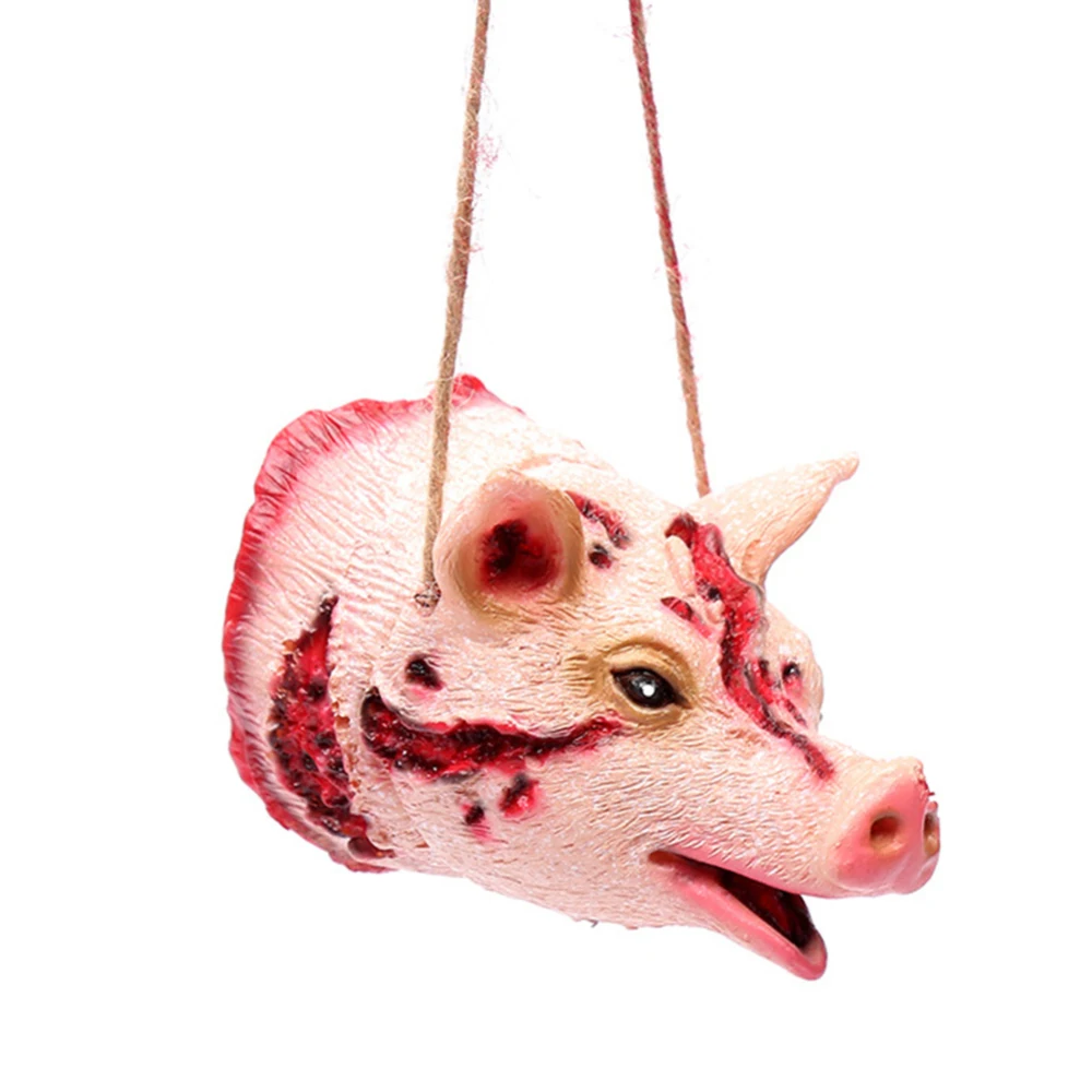 

4 Pcs Halloween Realistic Bloody Horror Props Fake Bat Mouse Spider Pig Head Animal Shape Pendant Decoration