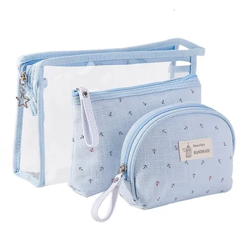 

Transparent PVC Three-piece Cosmetic Bag Ladies Multifunctional Travel Convenient Toiletry Bags Waterproof Mochila Mujer