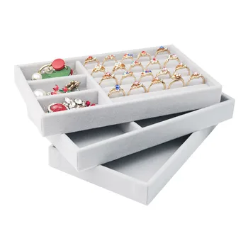 

Flannel Trinket Jewelry Display Plate Necklace Pendant Bracelet Earrings Storage Box Shop Drawer Tray Display Holder Organizer