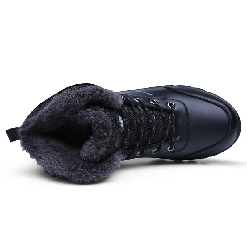 Мужские ботинки с высоким берцем с плюшевой подкладкой Утепленная одежда большой Размеры ботильоны Нескользящие теплые сапожки Зимняя мужская обувь спортивные резиновые кроссовки