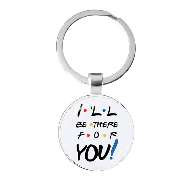 Friends TV Show Pendant Keychain Character Cartoon Fun Pattern 25mm Glass Cabochon Key Ring Keyholder Good Friend Gift