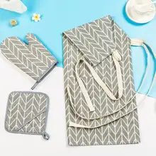 DSstyles 3 шт./компл. теплоизоляция геометрический Лен с принтом хлопковый передник перчатки набор Прихватки Наборы инструментов для выпечки