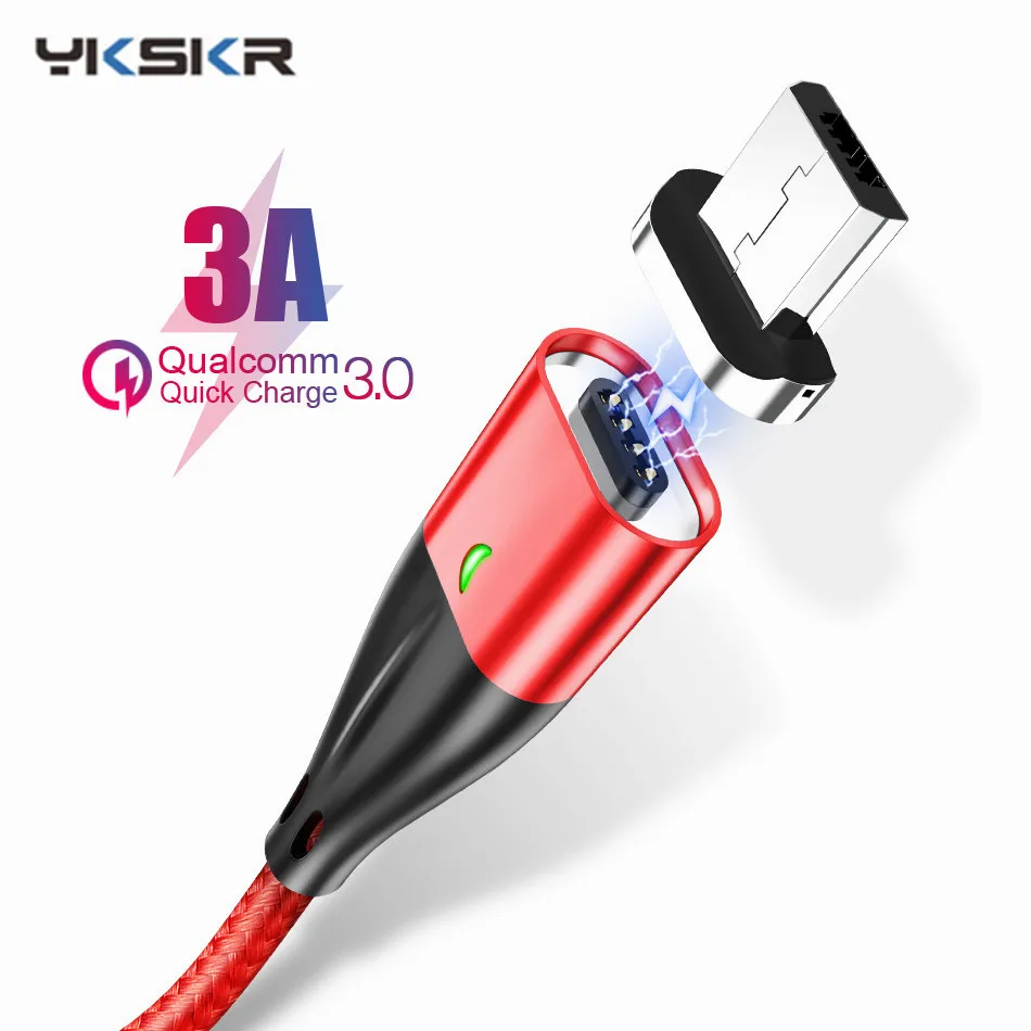 

1M nylon LED Magnetic Micro USB Cable Type-C Charging Cable for iPhone XS MAX 8 7 6 Plus Huawei Mobile Phone Magnet Charger Wire