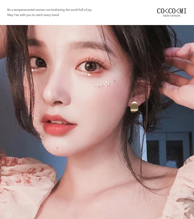 Vintage Glossy Metal Gold Geometric Stud Earrings For  Women Korean Fashion Lady Party Aesthetic Earrings Classic Jewelry Gift