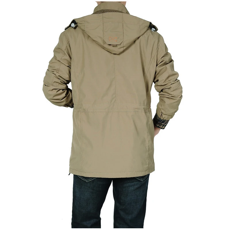 DIMUSI Men's Jackets Casual Outwear Hiking Windbreaker Hooded Coats Fashion Army Cargo Bomber Jackets Mens Clothing