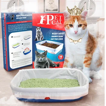 

10 Pieces Durable Cat Litter Box Liners Larger Thickening Drawstring Cat Litter Pan Bags Pet Cat Supplies