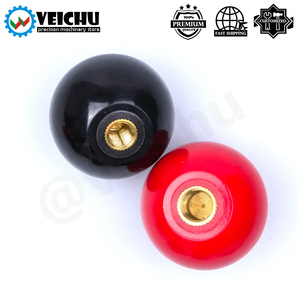 Resin Ball Knobs M4~M6 Thread Clamping Copper Core Plastic Grip Handle Lever Knob 1/2/3/4/5PCS furniture knobs machine tool knobs