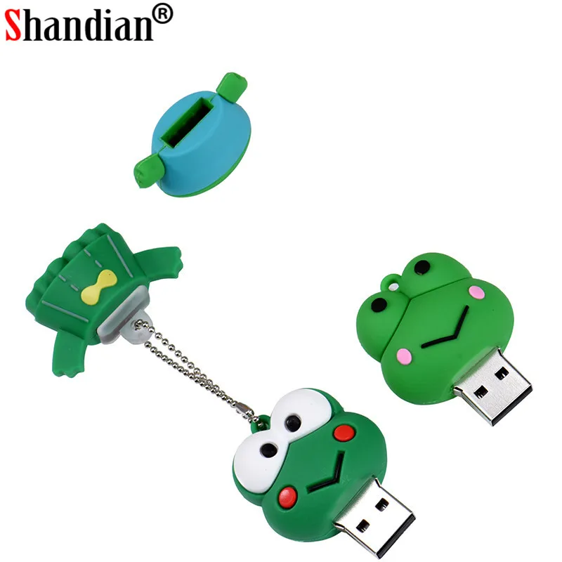 SHANDIAN мультяшная милая фигурка лягушки usb 2,0 4 ГБ 8 ГБ 16 ГБ 32 ГБ 64 ГБ флеш-накопитель USB флешка флеш-накопитель креативный U диск