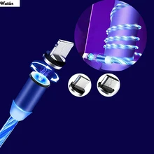 Câble magnétique LED USB Micro et Type C USB-C, charge rapide, cordon de données magnétique, pour téléphone portable, IPhone, Android