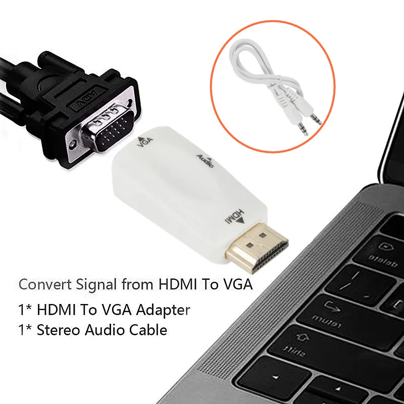 HDMI to VGA Adapter 1080P Audio Video Converter For PC Laptop TV Box Computer Display Projector
