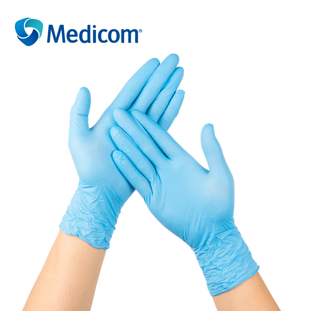 Medicom 1136B 100 шт одноразовый Нитриловый резиновый перчатки рабочие перчатки Pockmark поверхность для пищевой медицинской лаборатории использовать защитные перчатки