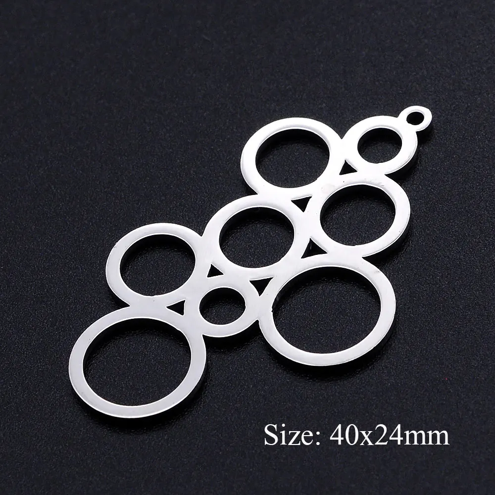 5pcs/lot Stainless Steel Geometry Circles Charms Pendants Wholesale Never  Tarnish Top Quality Bracelet Making Charms