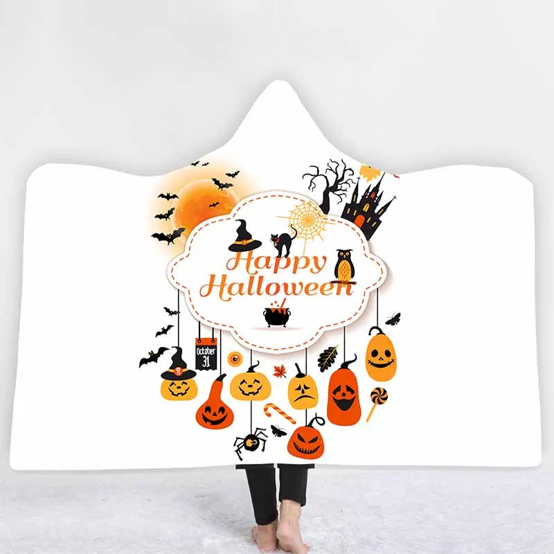 Человек-паук и надписью "Happy Halloween" одеяло с капюшоном бархатные двойные Слои фестиваль для дивана, из микрофибры постельное покрывало