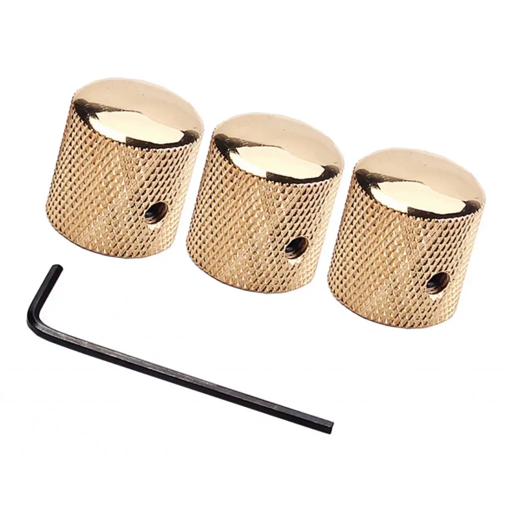 3 Pieces Professional Golden Metal Guitar Tone Volume Knob With Hole Guitar Part