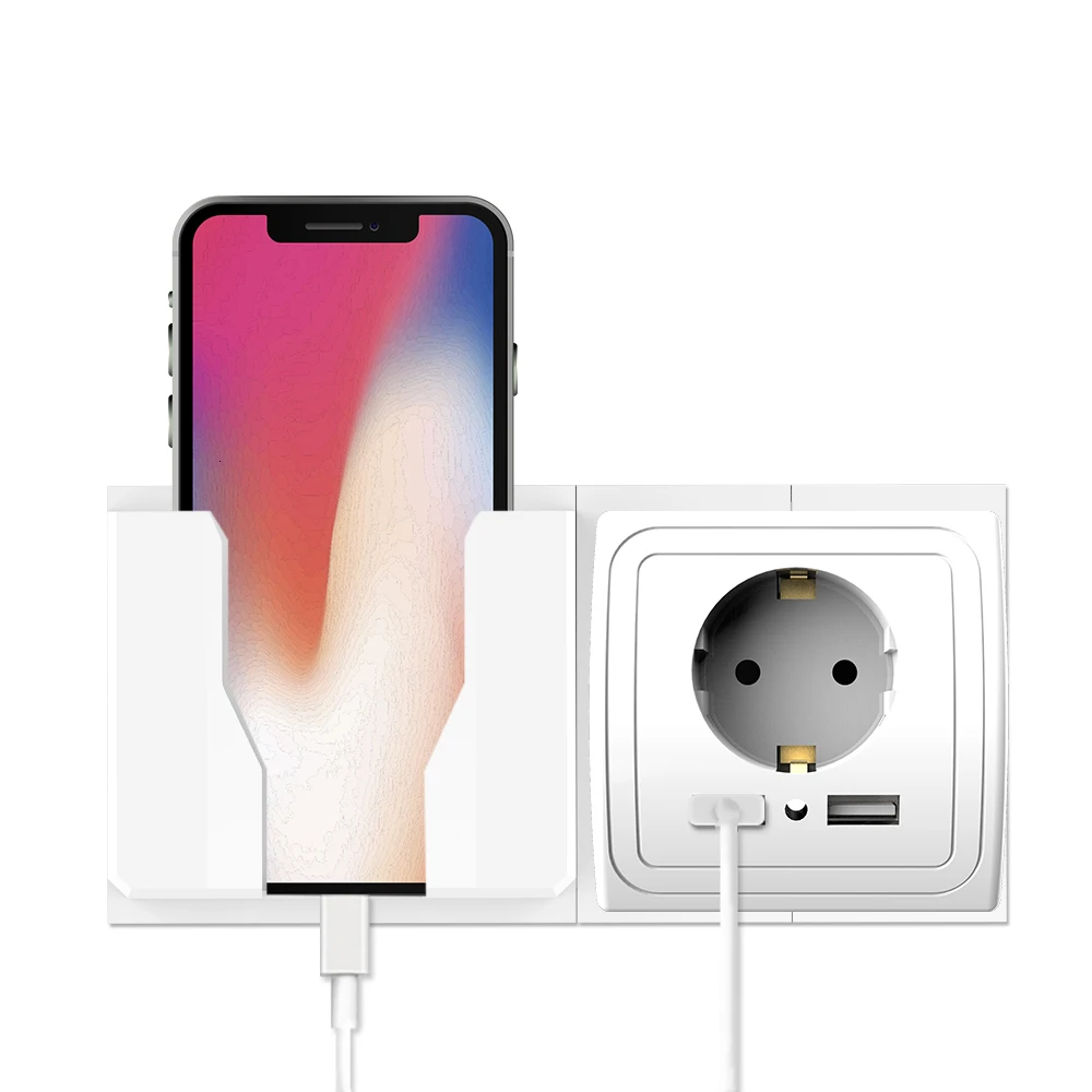 USB Wall Charger Adapter 16A EU Standard Electrical Plug Socket Outlet Fixed/Removable Wall Mobile Phone Charging Stand