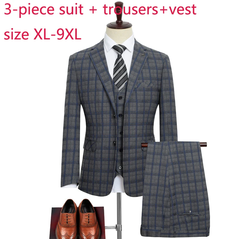 

New Arrival Fashion High Quality Men Suit Super Large Autumn Single Breasted Formal Mens Wedding Suits Plus Size XL-7XL 8XL 9XL