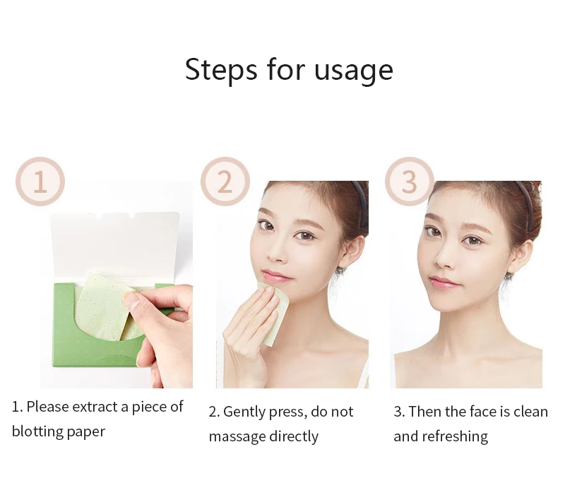 100pcs Tissue Paper Face Oil Blotting Papers Oil Absorbing Sheets Face Cleanser Acne Treatment Deep Cleansing Portable Face Pads