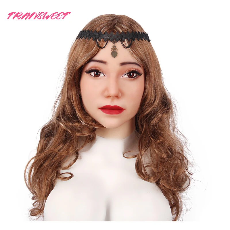 Трансвайт женская маска Хэллоуин головной убор Crossdressers силиконовая Реалистичная