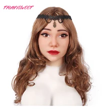 TRANSWEET Female Mask Halloween Headwear Crossdressers Halloween Silicone Realistic s Masquerade Mask