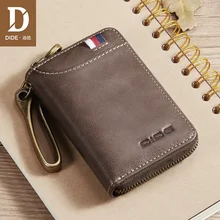 DIDE винтажные автомобильные кошельки для ключей мужские из натуральной кожи держатель для карт бренд маленький бумажник кошелек для монет на молнии ключи Органайзер чехол 3 цвета