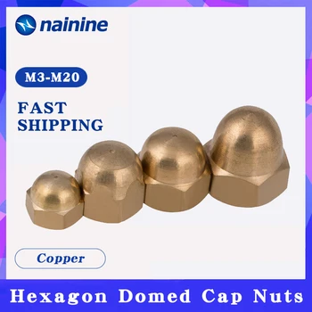 

5/10Pcs M3 M4 M5 M6 M8 M10 Brass Cap Hex Nuts Decorative Dome Head Cover Semicircle Acorn Nut DIN1587