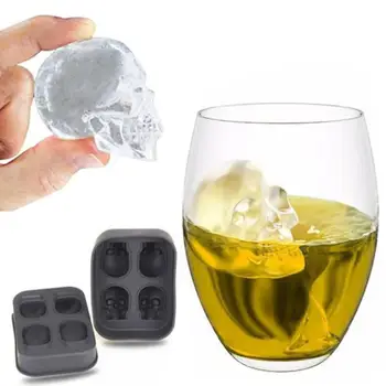 

4 Holes Silicone Bones Skull Ice Cube Mold Cake Candy Tray Halloween Gift Ice Cube Maker Skull Shape Chocolate Mould Tray Mold