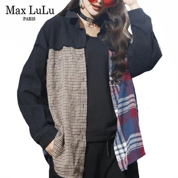 

Max LuLu 2020 Korean Fashion Style Ladies Punk Spring Tops And Blouses Womens Plaid Loose Shirts Casual Female Patchwork Blusas
