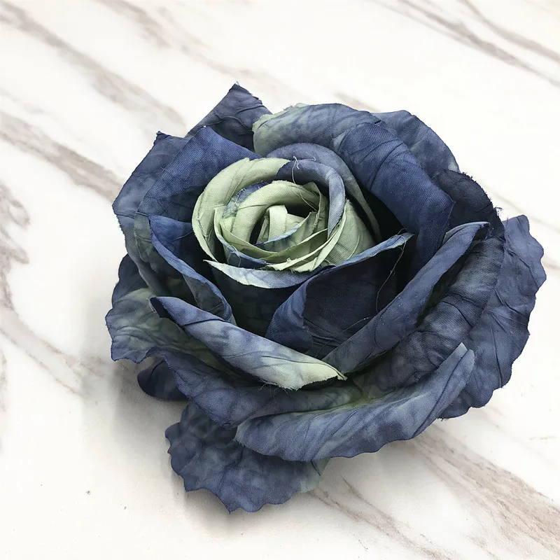 blue YOOROMER 2 шт. высококачественный Шелковый большой цветок искусственный цветок розы голова Свадебные украшения DIY ВЕНОК Подарочная коробка Цветок для скрапбукинга - Цвет: blue