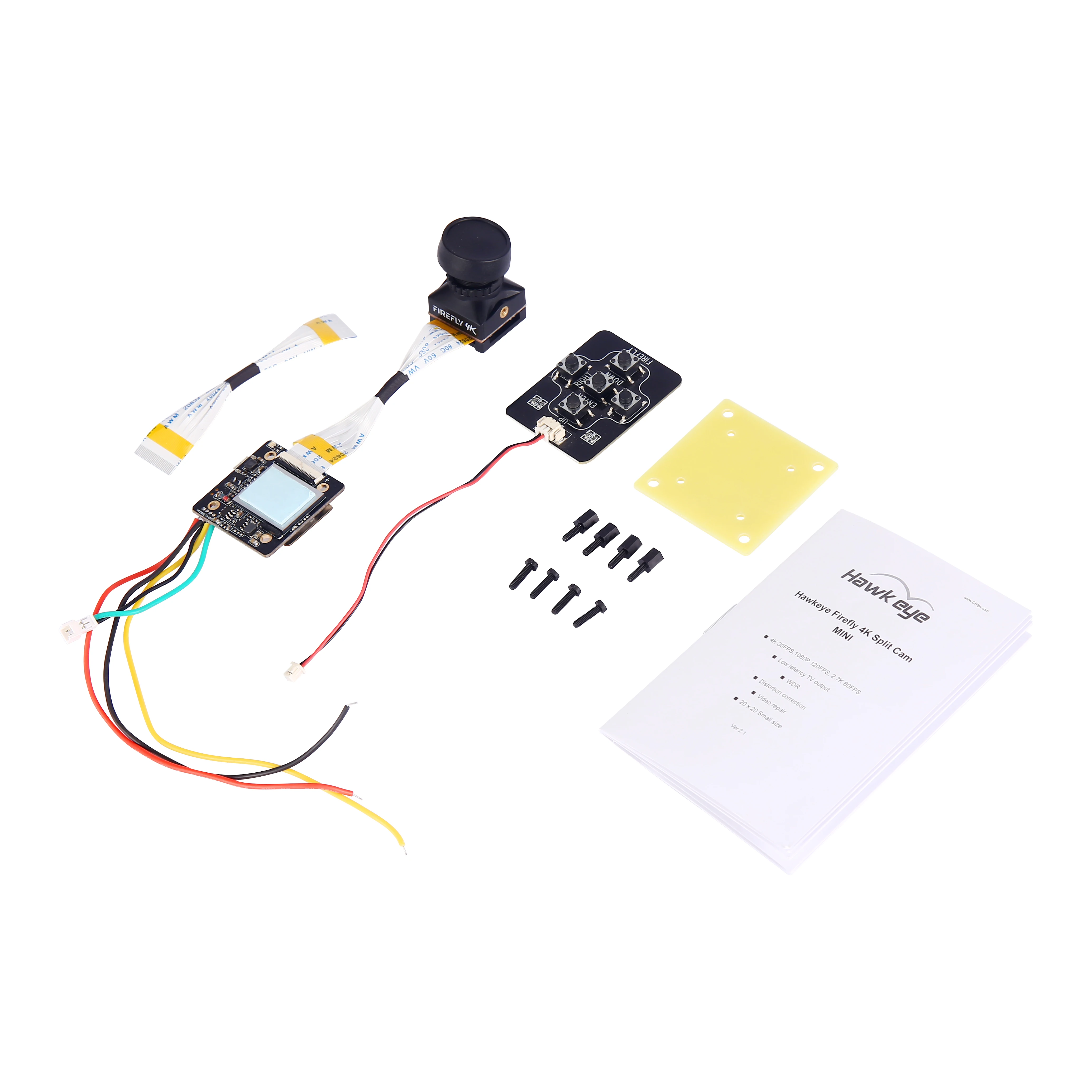 Hawkeye Светлячок Сплит 4K 160 градусов HD Запись DVR Мини FPV камера WDR одноплатная